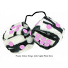 4 Inch Zebra Fuzzy Dice with Light Pink Dots