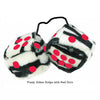 4 Inch Zebra Fuzzy Dice with Red Dots