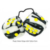 4 Inch Zebra Fuzzy Dice with Yellow Dots
