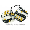 3 Inch Zebra Fuzzy Dice with GOLD GLITTER DOTS