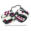 3 Inch Zebra Fuzzy Dice with HOT PINK GLITTER DOTS
