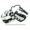 3 Inch Zebra Fuzzy Dice with SILVER GLITTER DOTS