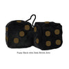 3 Inch Black Fuzzy Dice with Dark Brown Dots