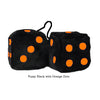 3 Inch Black Fuzzy Dice with Orange Dots