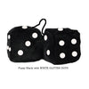 3 Inch Black Fuzzy Dice with WHITE GLITTER DOTS